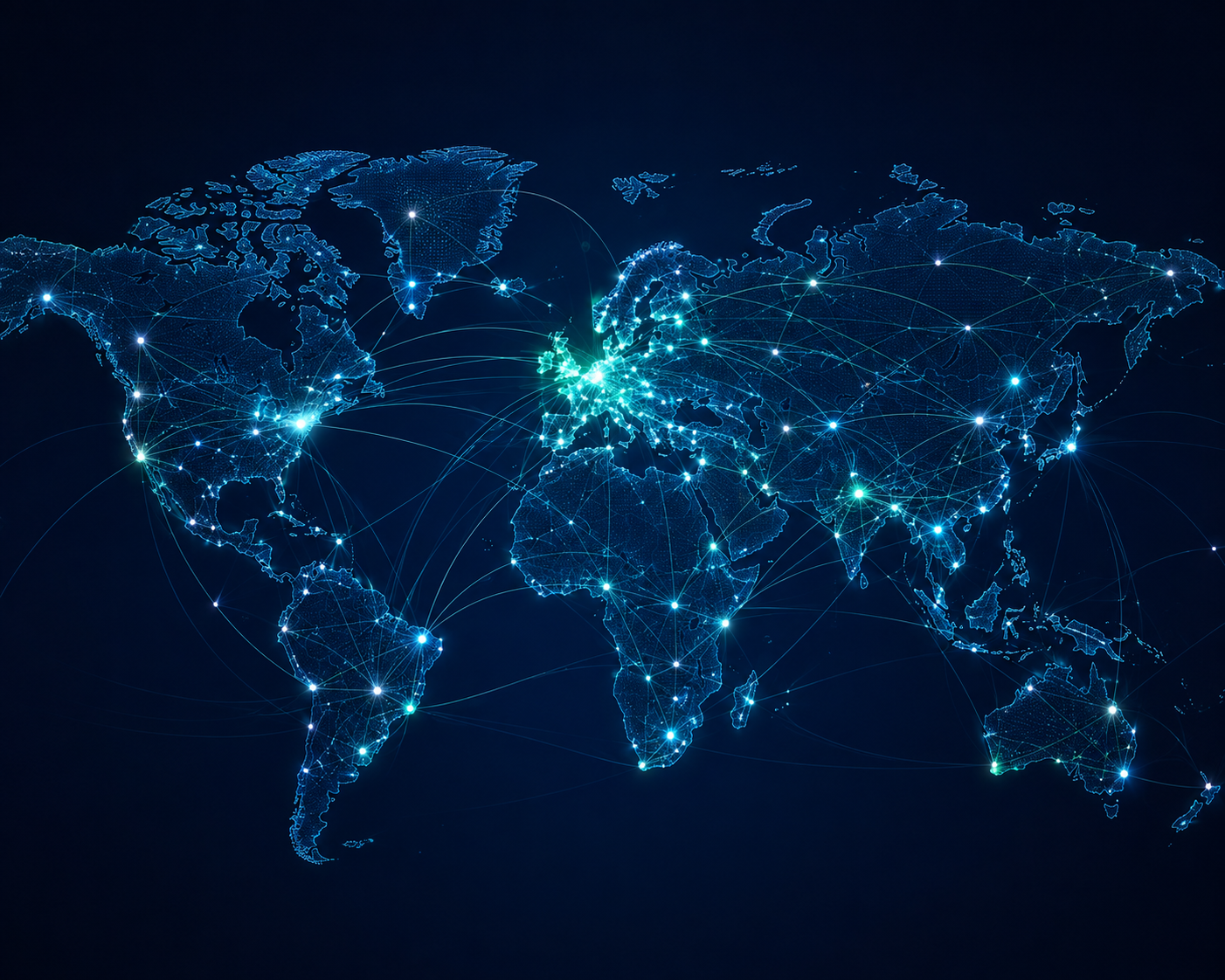 Connected world map representing international regulatory monitoring