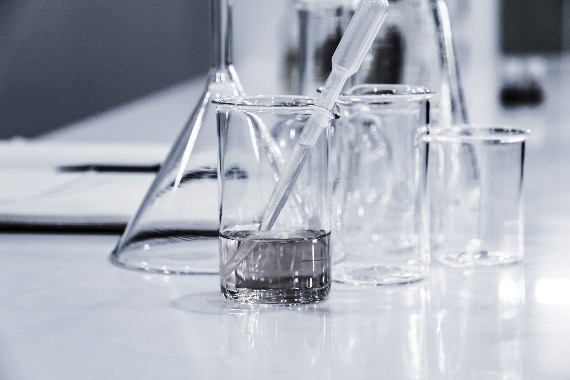 Laboratory glassware used for scientific chemical compliance testing