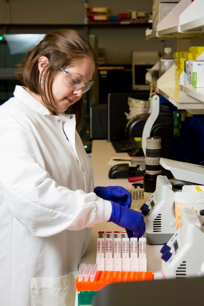 Scientist preparing samples for nicotine and complex mixture testing